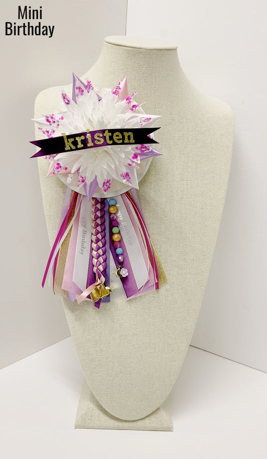 Crepe Paper Rose Birthday Corsage Pin, Handmade Celebration Mum