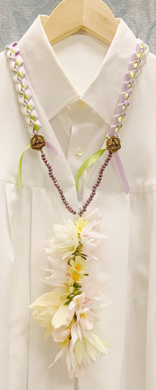 Graduation Lei-Crepe Paper Wildflower and Ribbon Lei-Wedding Lei-Birthday Lei-Paper Flowers- Lei
