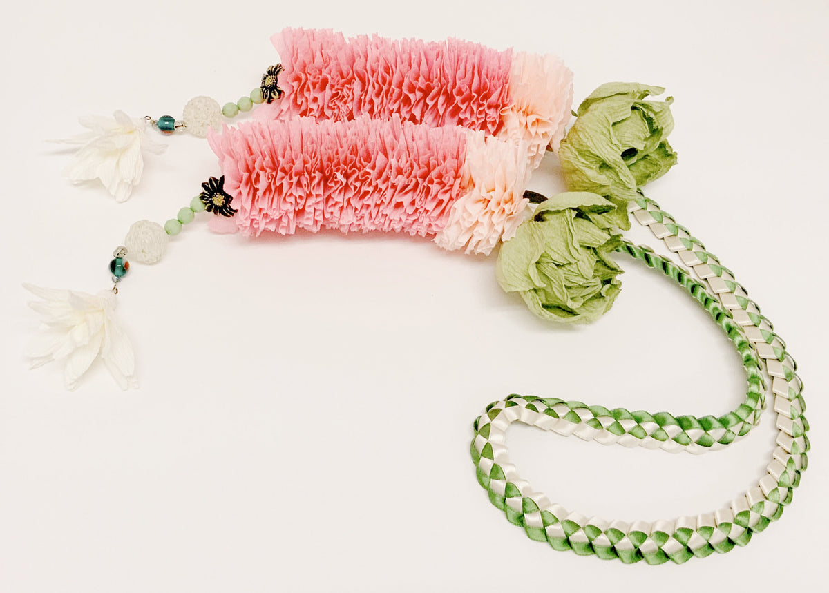Crepe Paper Flower Ribbon Lei-Graduation Lei-Wedding Lei-Birthday Lei