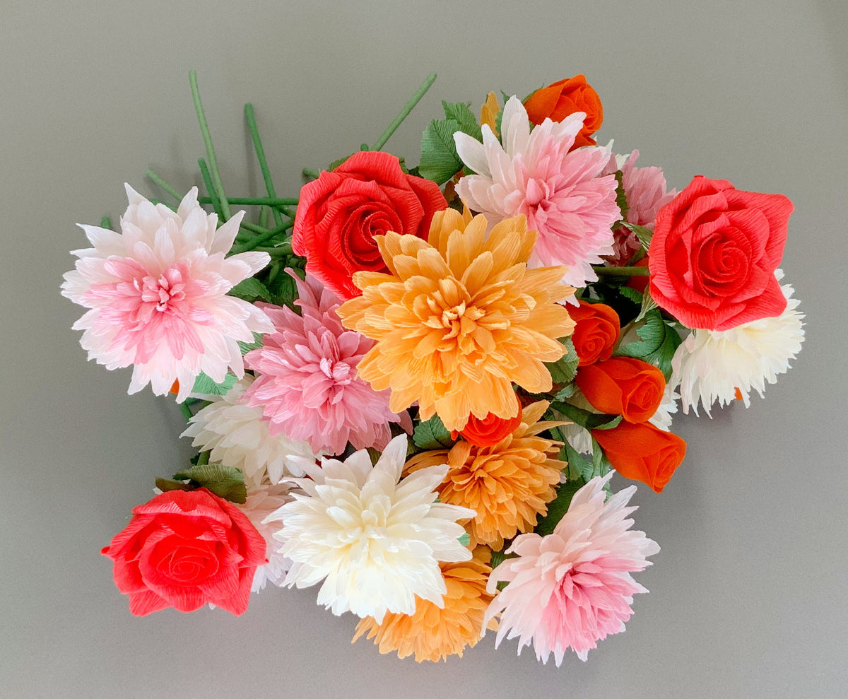 Handcrafted Crepe Paper Flower Bouquet – Custom Wedding Decor
