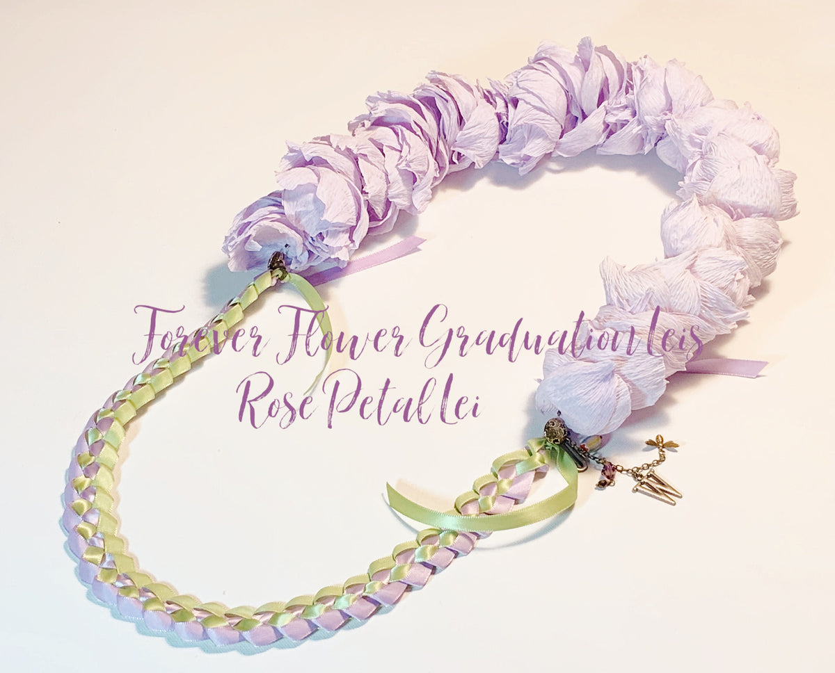 Leis-Crepe Paper Rose Petal and Ribbon Lei-Graduation Lei-Wedding Lei-Birthday Lei-Paper Flowers
