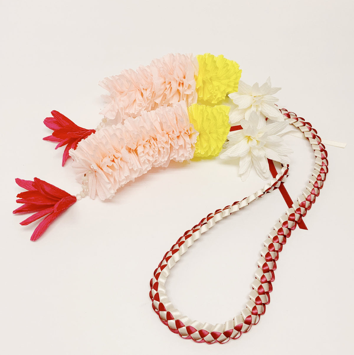 Crepe Paper Flower Ribbon Lei-Graduation Lei-Wedding Lei-Birthday Lei