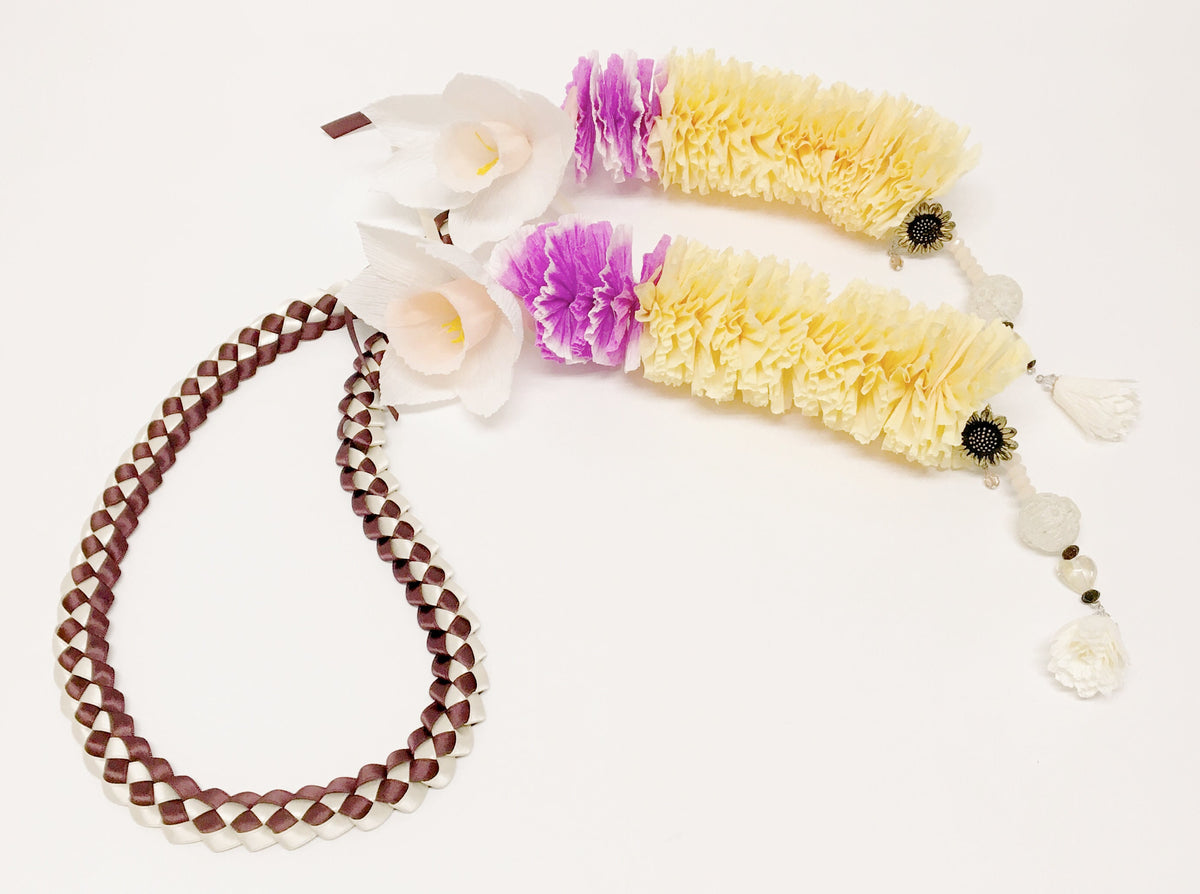 Crepe Paper Flower Ribbon Lei-Graduation Lei-Wedding Lei-Birthday Lei