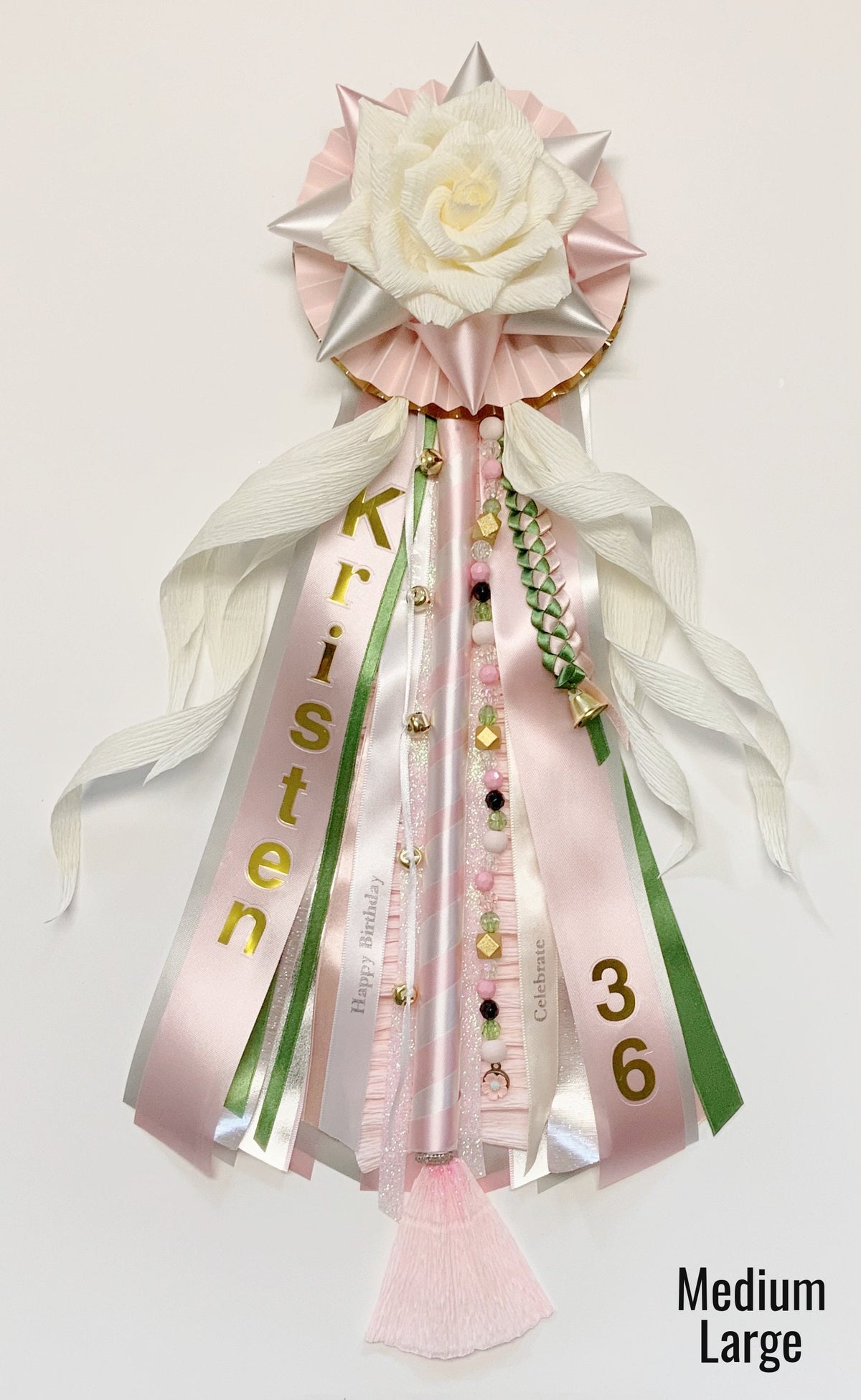 Crepe Paper Rose Birthday Corsage Pin, Handmade Celebration Mum