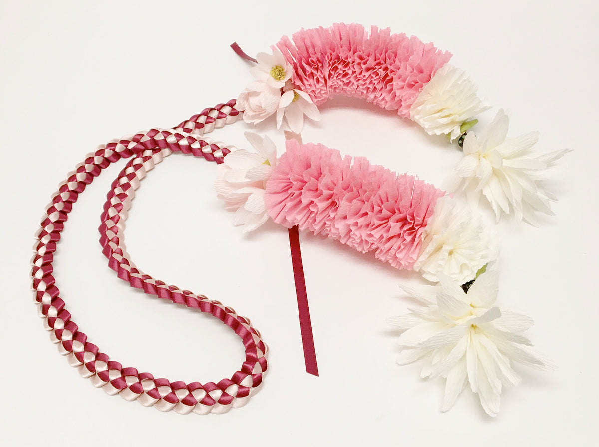 Crepe Paper Flower Ribbon Lei-Graduation Lei-Wedding Lei-Birthday Lei