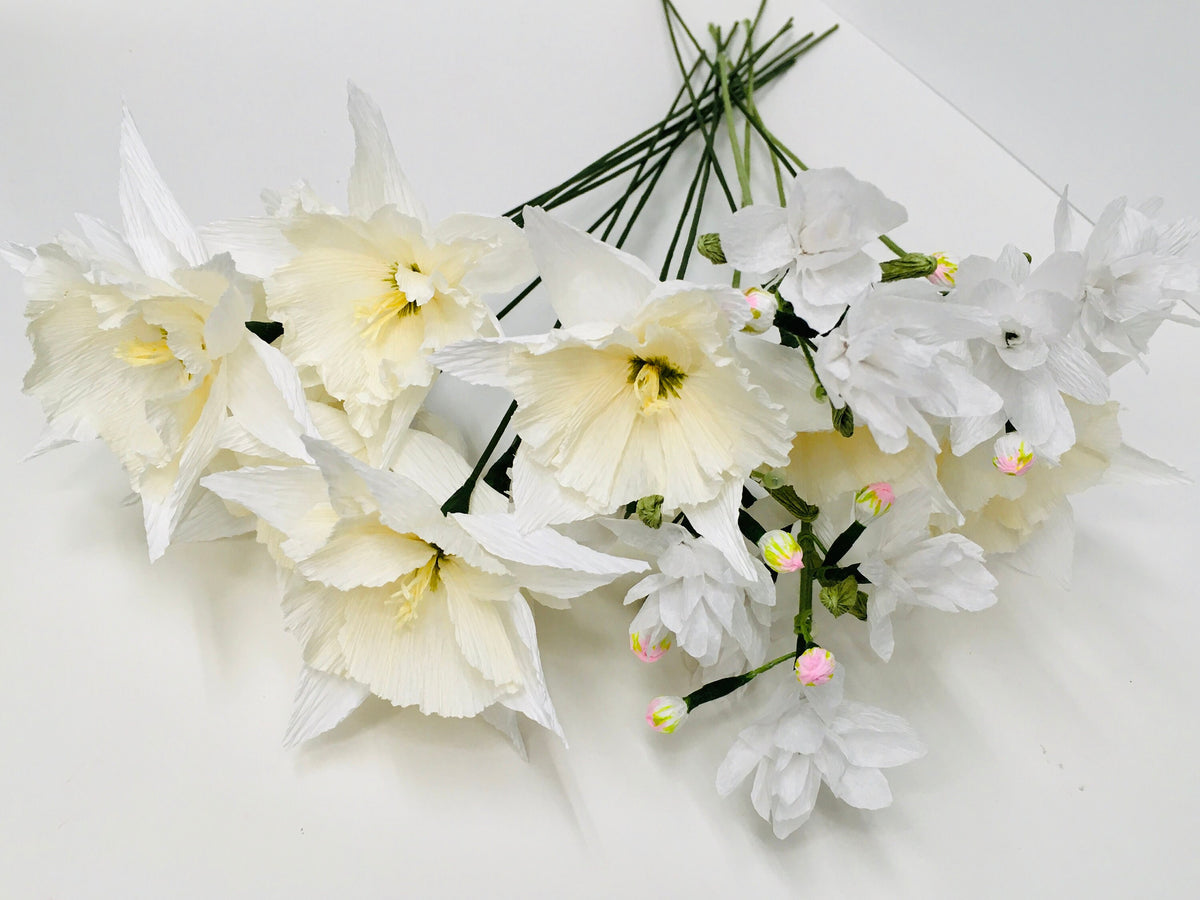 Handcrafted Crepe Paper Flower Bouquet – Custom Wedding Decor