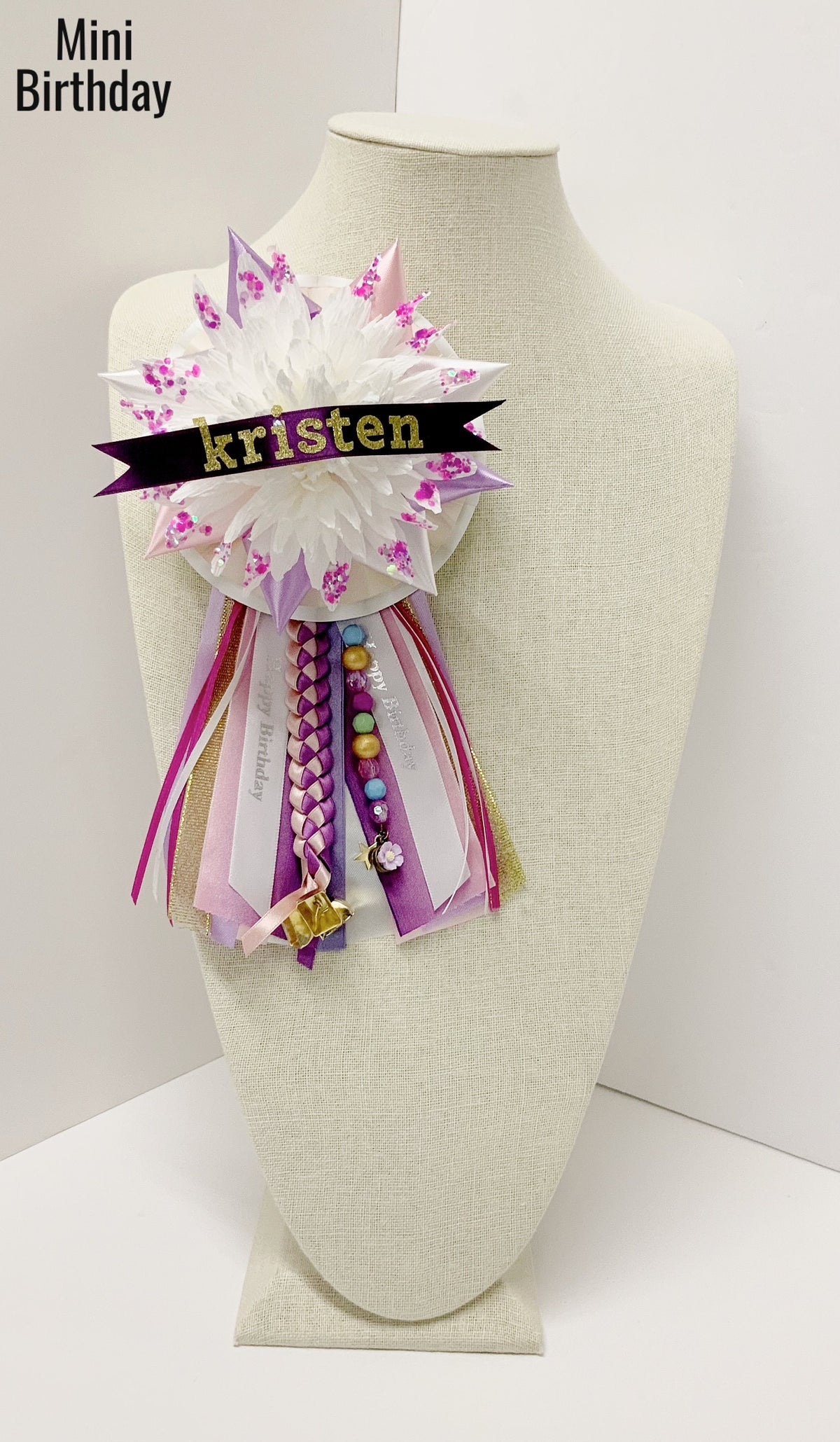 Crepe Paper Rose Birthday Corsage Pin, Handmade Celebration Mum