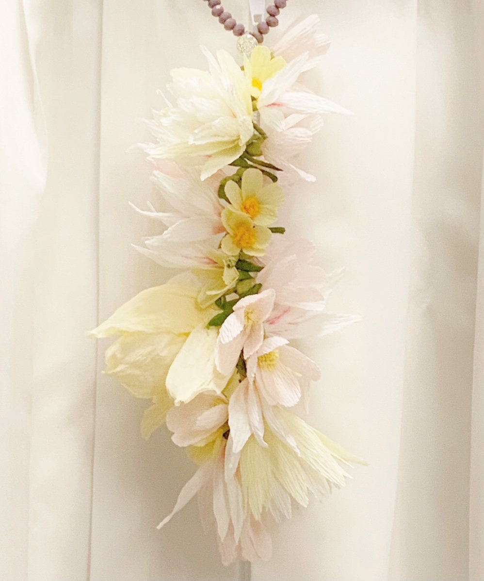 Graduation Lei-Crepe Paper Wildflower and Ribbon Lei-Wedding Lei-Birthday Lei-Paper Flowers- Lei