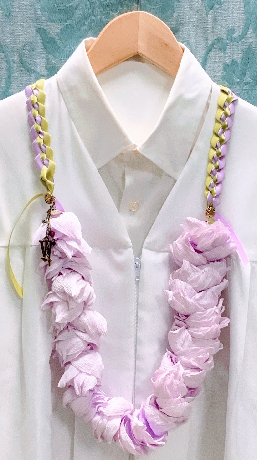 Leis-Crepe Paper Rose Petal and Ribbon Lei-Graduation Lei-Wedding Lei-Birthday Lei-Paper Flowers