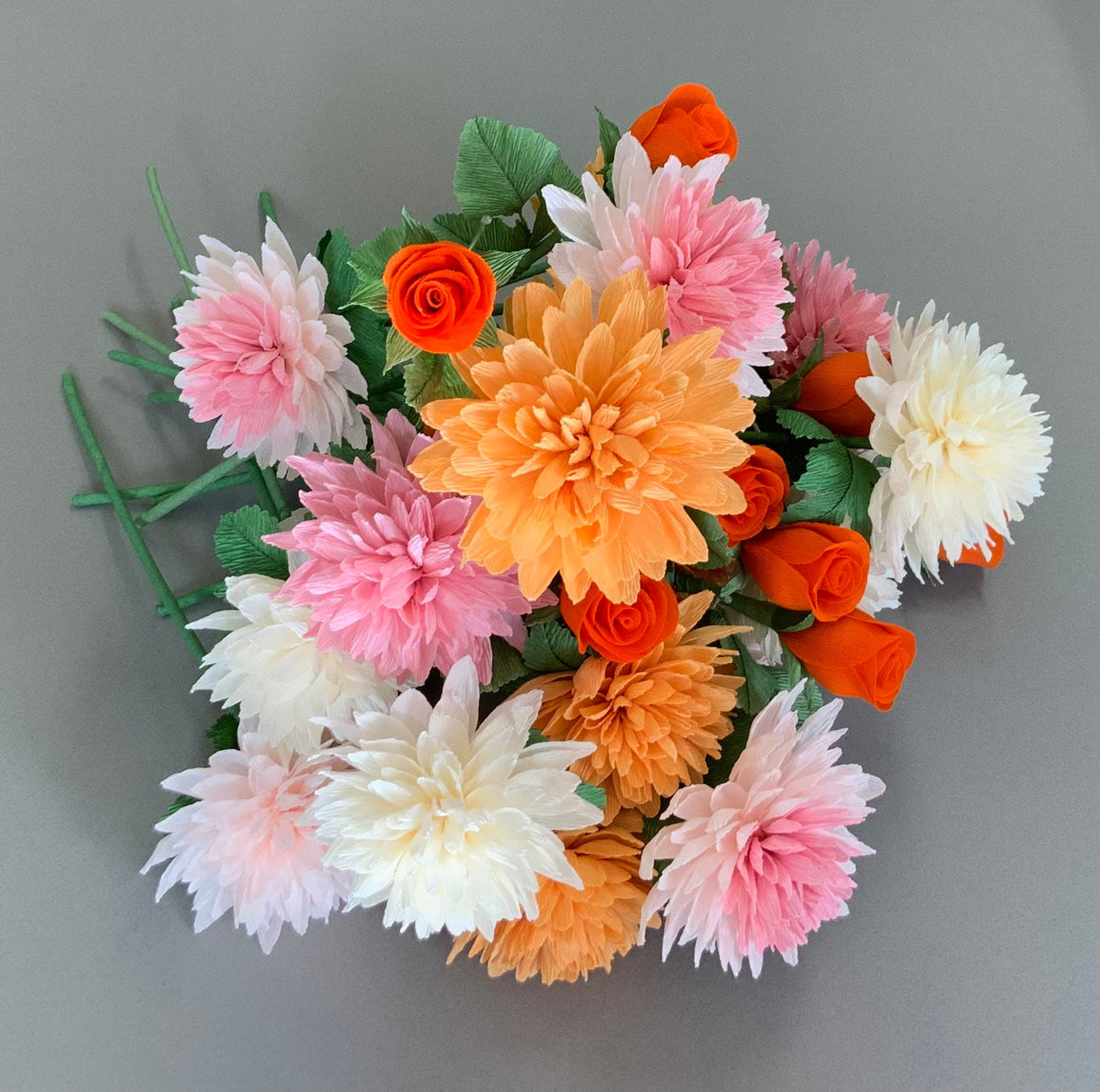 Handcrafted Crepe Paper Flower Bouquet – Custom Wedding Decor