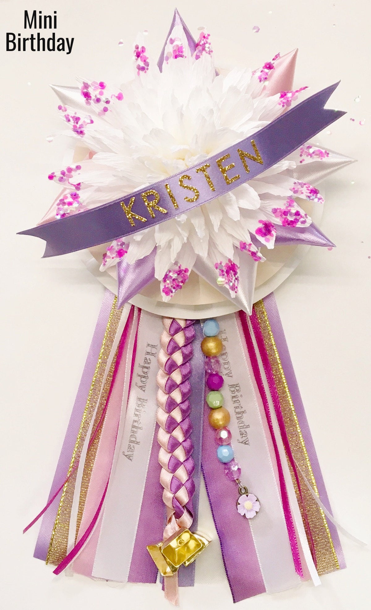 Crepe Paper Rose Birthday Corsage Pin, Handmade Celebration Mum